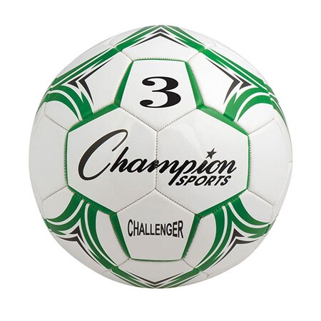 Champion Sports Challenger Series Soccer Ball, Green & White - Size 3 CH3GN